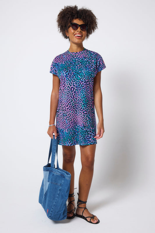 COMING SOON: Pink with Green Leopard Ray T-Shirt Dress
