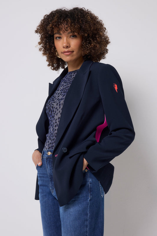 Navy with Pink Side Stripe Blazer