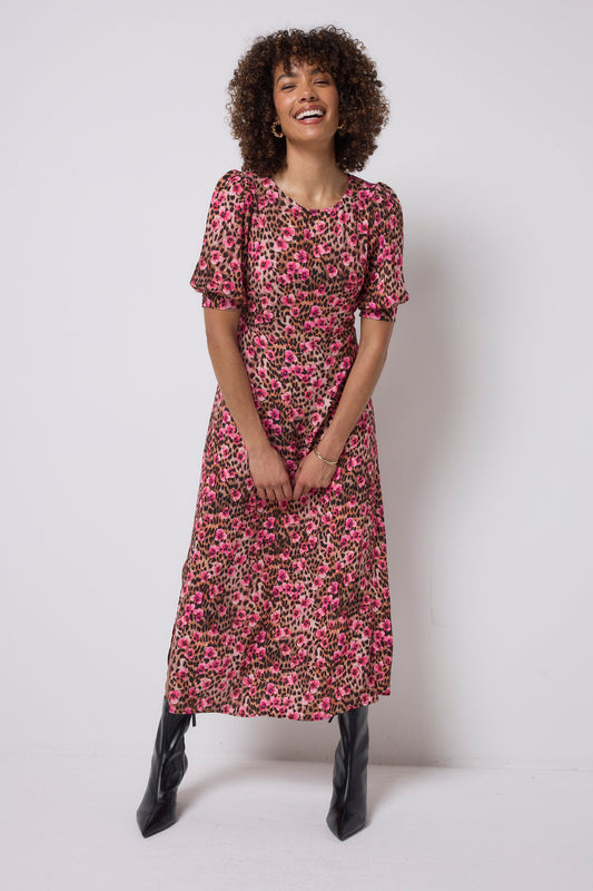 Neutral Paradise Cheetah Midi Dress