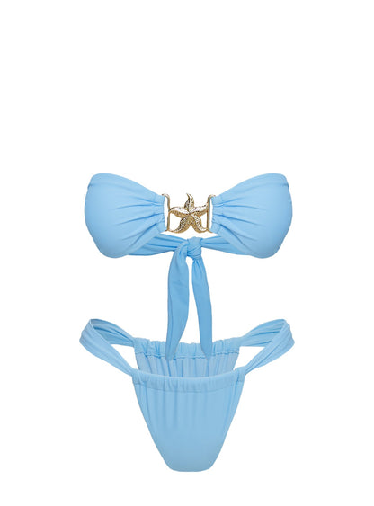 Summer Season Ruched Side Bikini Bottoms Blue