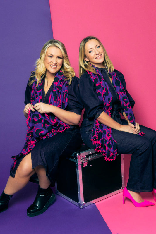 Scamp & Dude x Sara Davies Purple with Pink Snow Leopard Charity Super Scarf