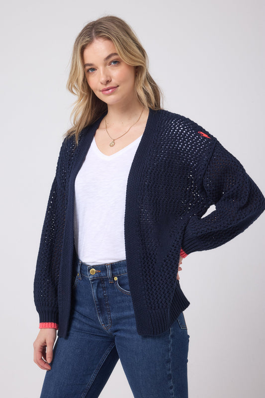 Navy Star and Lightning Bolt Knitted Crochet Cardigan