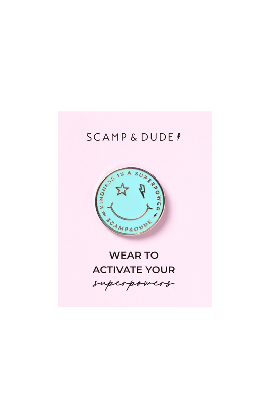 Blue Smiley Pin Badge