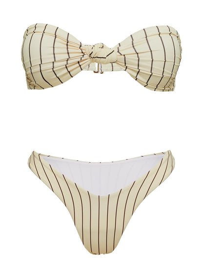 Nevaeh High Cut Bikini Bottoms Yellow Stripe
